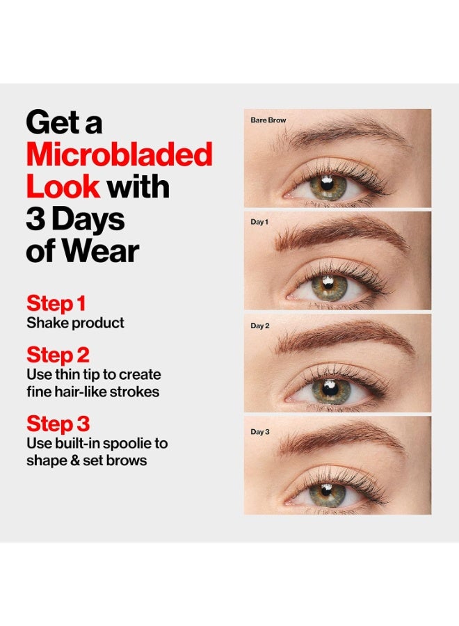 ريفلون حبر الحواجب شبه الدائم من ريفلون كولور ستاي 5 في 1 مع فرشاة سبولي، مقاوم للماء، مقاوم للنقل، مكياج حواجب، سهل الإزالة، 351 بني دافئ، 0.09 أونصة سائلة - Image 4