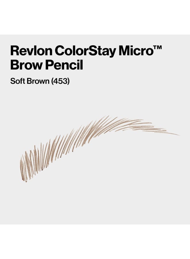 ريفلون Revlon ColorStay Micro Eyebrow Pencil with Built In Spoolie Brush, Infused with Argan and Marula Oil, Waterproof, Smudgeproof, 453 Soft Brown, 0.003 oz Soft Brown - Image 2