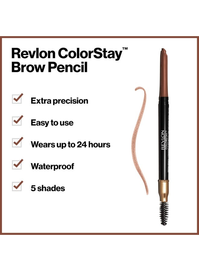 ريفلون قلم حواجب ريفلون، مكياج عيون كولورستاي مع فرشاة حواجب، مقاوم للماء، يدوم طويلاً، طرف دقيق مائل، 215 كستنائي، 0.01 أونصة - Image 3