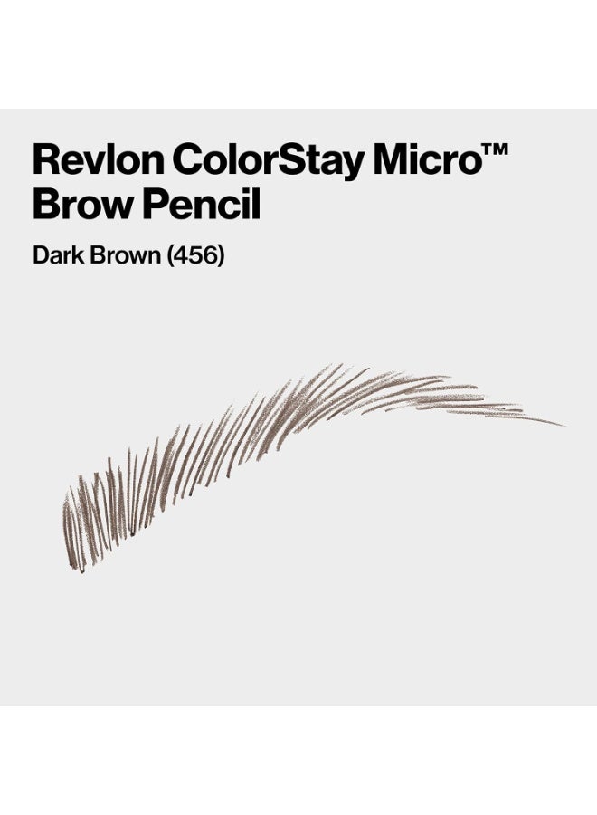ريفلون قلم حواجب ريفلون كولور ستاي ميكرو مع فرشاة سبولي مدمجة، مشبع بزيت الأركان وزيت المارولا، مقاوم للماء، مقاوم للتلطخ، 456 بني داكن، 0.003 أونصة - Image 2