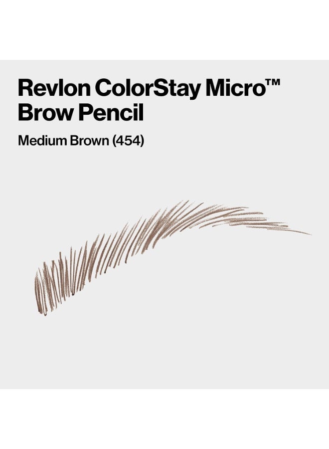 ريفلون Revlon ColorStay Micro Eyebrow Pencil with Built In Spoolie Brush, Infused with Argan and Marula Oil, Waterproof, Smudgeproof, 454 Medium Brown, 0.003 oz Medium Brown - Image 4