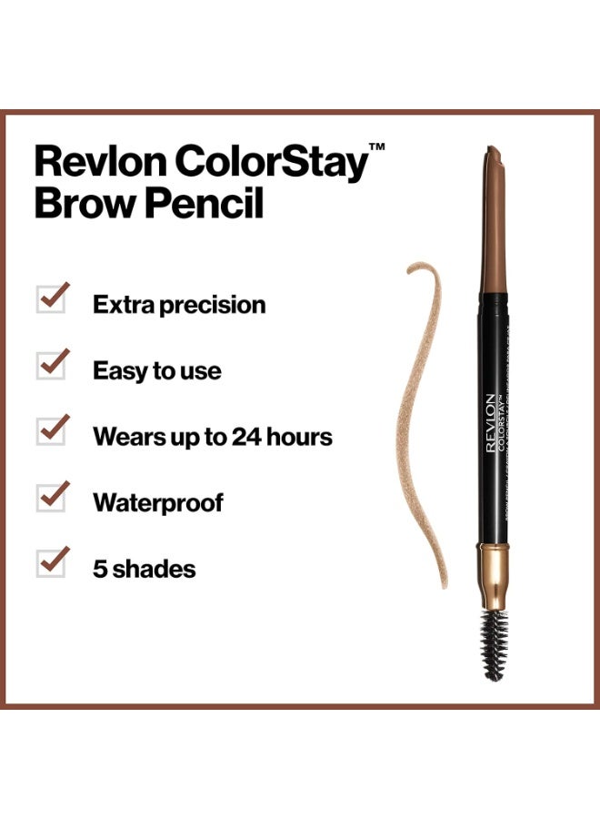 ريفلون قلم حواجب ريفلون، مكياج عيون كولورستاي مع فرشاة حواجب، مقاوم للماء، يدوم طويلاً، طرف دقيق مائل، 210 بني فاتح، 0.01 أونصة - Image 4