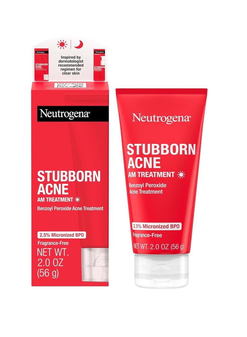 Neutrogena Neutrogena Stubborn Acne AM Face Treatment with 2.5% Micronized Benzoyl Peroxide Acne Medication, Oil-Free Daily Facial Treatment Reduces Size & Redness of Breakouts, Paraben-Free, 2.0 oz 2.0 ozounce - Image 1