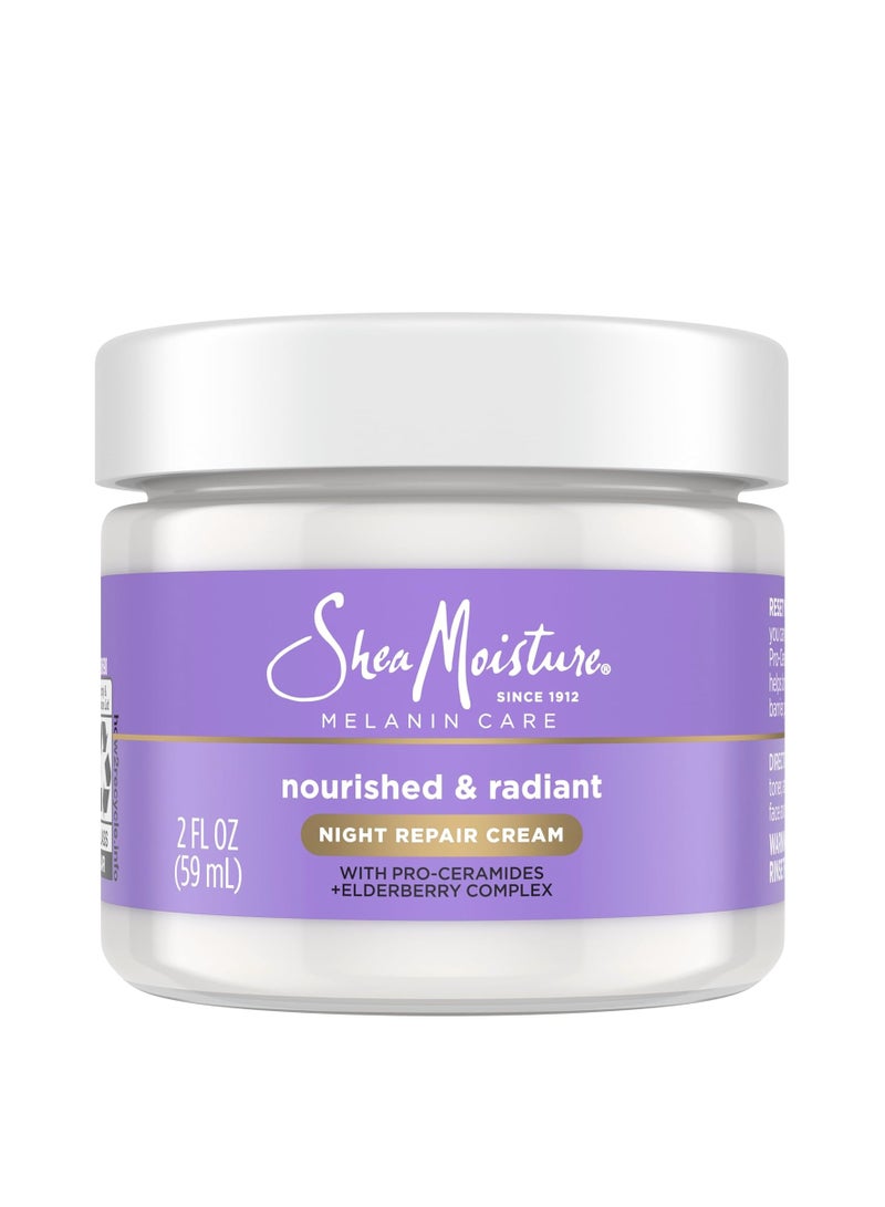 SheaMoisture SheaMoisture Melanin Care Night Repair Cream Nourished & Radiant for Strengthening Skin's Moisture Barrier, with Pro-Ceramides +Elderberry Complex, 2 oz 2 FL OZFluid Ounce