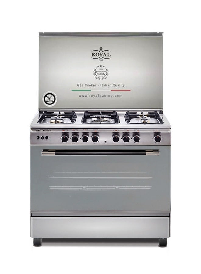 Royal Gas Freestanding Cooker – Perfect – Fan – CubCap – 5 Burners – Cast Iron – Digital – 60 × 90 – 2010244 PR90-C-SS-DV Stainless steel Glossy - Image 1