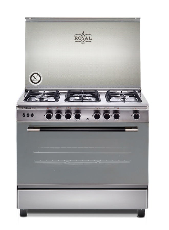 رويال Royal Gas Freestanding Cooker – Perfect – Fan – CubCap – 5 Burners – Cast Iron  – Full Safety – 60 × 90 – 2010245 PR90-C-SS-DFSV Stainless Steel Glossy - Image 1