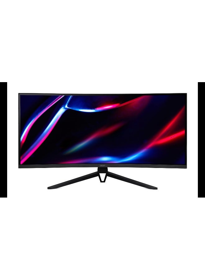 أيسر 34 inch 4k (3440 x 1440) IPS 240Hz Curved Gaming Monitor | 0.5ms Response Time | 300 Nits Brightness | AMD FreeSync Premium Certified | 2 x HDMI 2.0, 2 x  DP, MM Audio out | 90% Adobe RGB Wide color gamut VA Pane| Acer Nitro ED343CUR Xbmiippx Monitor Black | 2 Years Manufacturer Warranty Black - Image 1