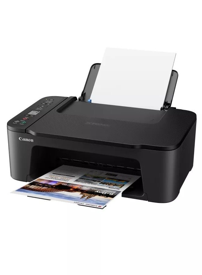 Canon PIXMA TS3720 Wireless Inkjet All-in-One Printer, 7.7 (black) / 4.0 (colour) Images Per Minute, 60-Sheet Capacity, 1.5" Segment LCD Screen, Chromebook compatible, Dual Band Wi-Fi, TS3720 Black - Image 1