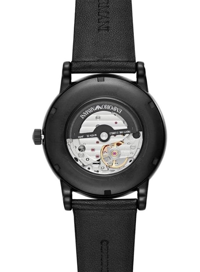 EMPORIO ARMANI Men's Emporio Armani Men's Automatic Black Leather Watch AR60012  - Image 3
