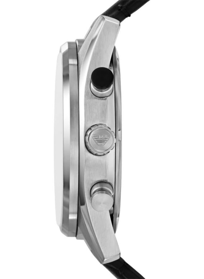 امبوريو ارماني ساعة كرونوغراف للرجال بقرص أسود وحزام جلد أسود AR11635 - Image 5