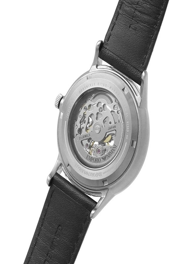 EMPORIO ARMANI Men's Emporio Armani Men's Automatic Black Leather Watch AR60038  - Image 3