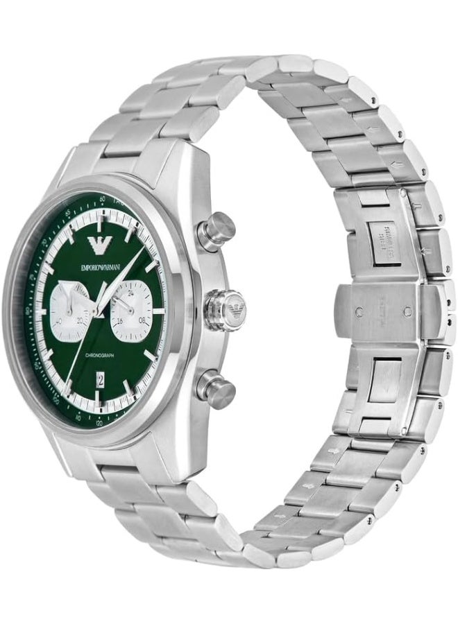 امبوريو ارماني ساعة كرونوغراف للرجال من الفولاذ المقاوم للصدأ بقرص أخضر AR11637 - Image 3