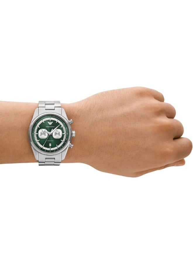امبوريو ارماني ساعة كرونوغراف للرجال من الفولاذ المقاوم للصدأ بقرص أخضر AR11637 - Image 2