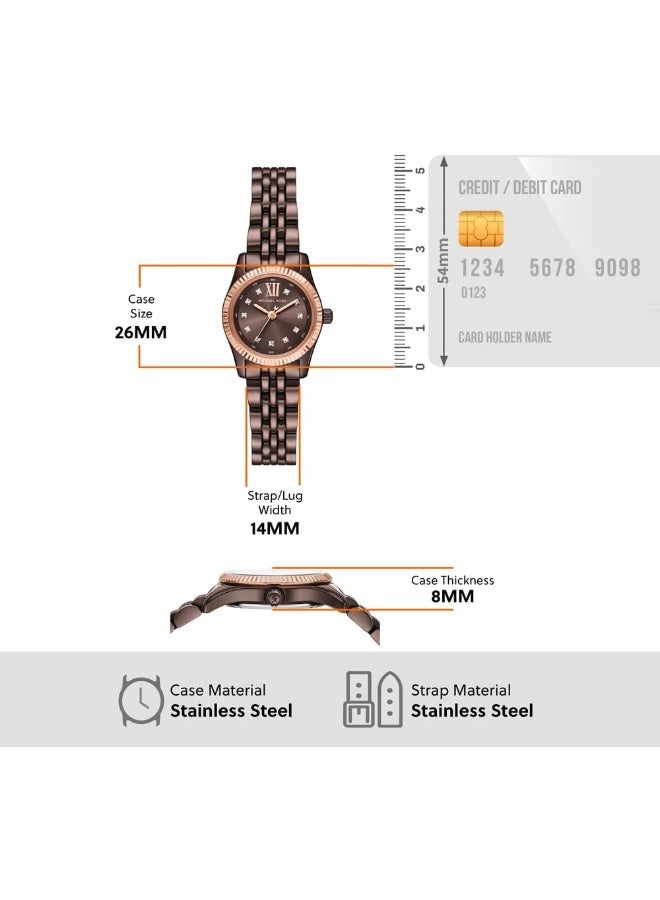 مايكل كورس Women's Lexington Analog Quartz Watch for Women, 26 mm Case Diameter, Rose Gold/Brown MK4844 - Image 4