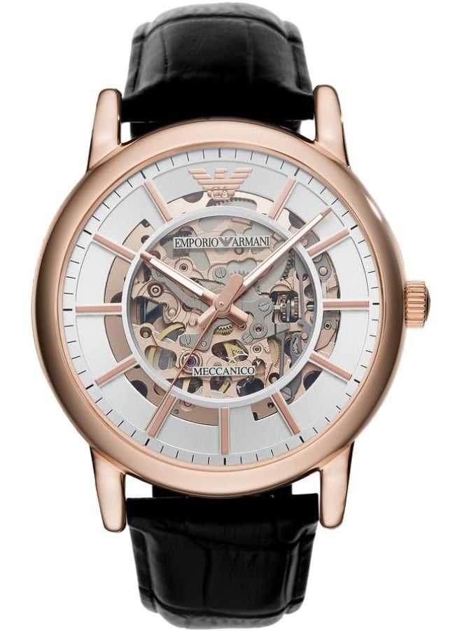 EMPORIO ARMANI Boys' Rose Gold Men's White Dial Leather Analog Watch AR60027 - Image 1