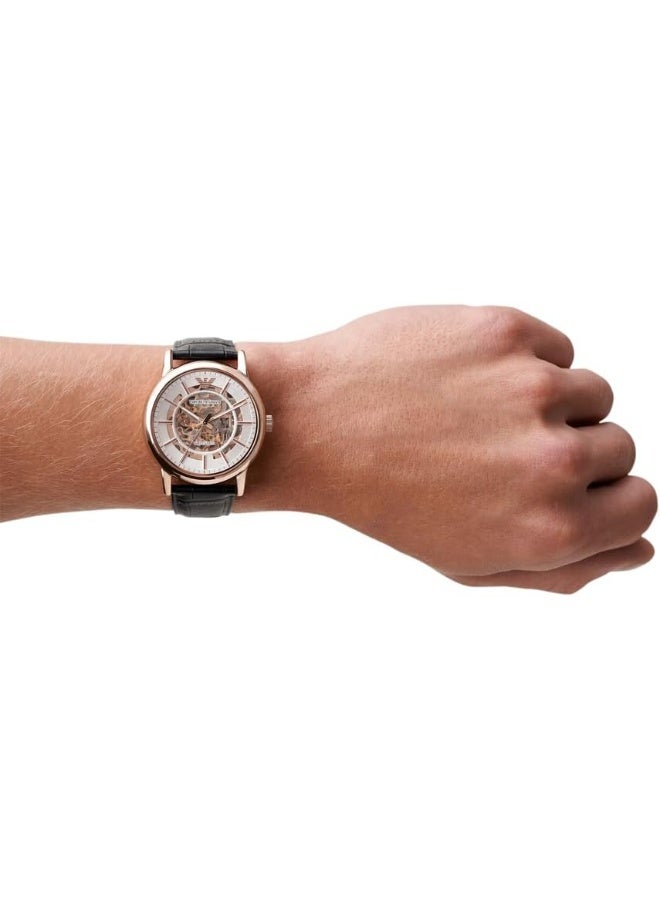 EMPORIO ARMANI Boys' Rose Gold Men's White Dial Leather Analog Watch AR60027 - Image 2