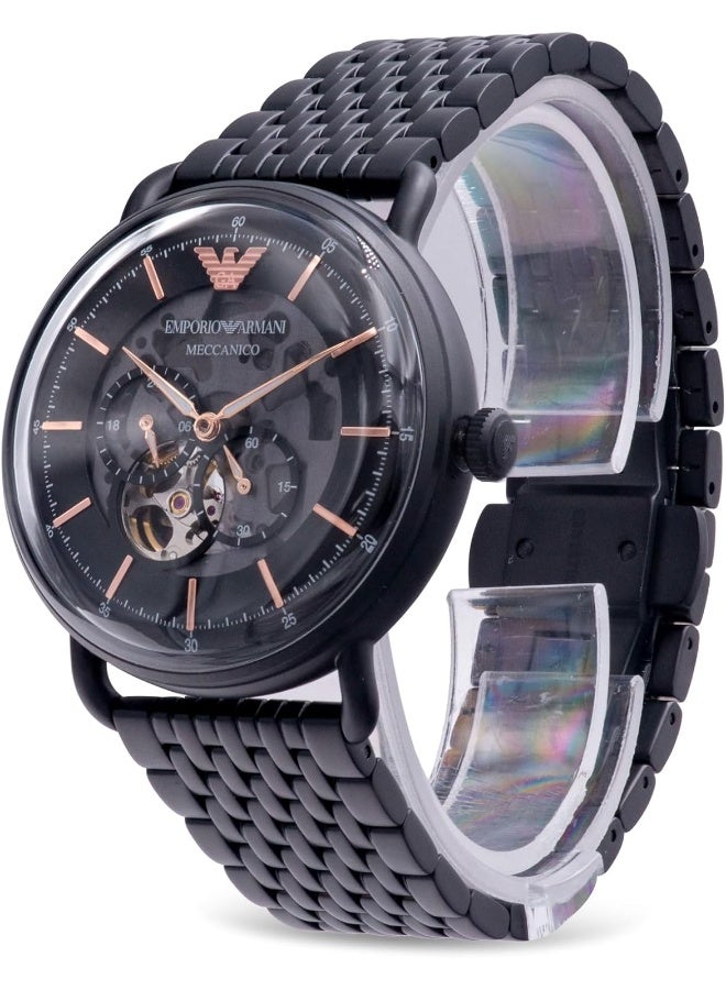 EMPORIO ARMANI Men's Aviator Automatic Analog Black Dial Men's Watch AR60025  - Image 3