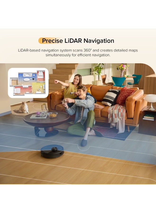 Q7 TF Robot Vacuum and Mop, Upgraded from Q5 Max+, 7 Weeks Self-Emptying, 10000Pa Suction, Dual Anti-Tangle System, for Pet Hair & Carpet, PreciSense LiDAR Navigation, App Control, Black 60 W Q7 TF Black