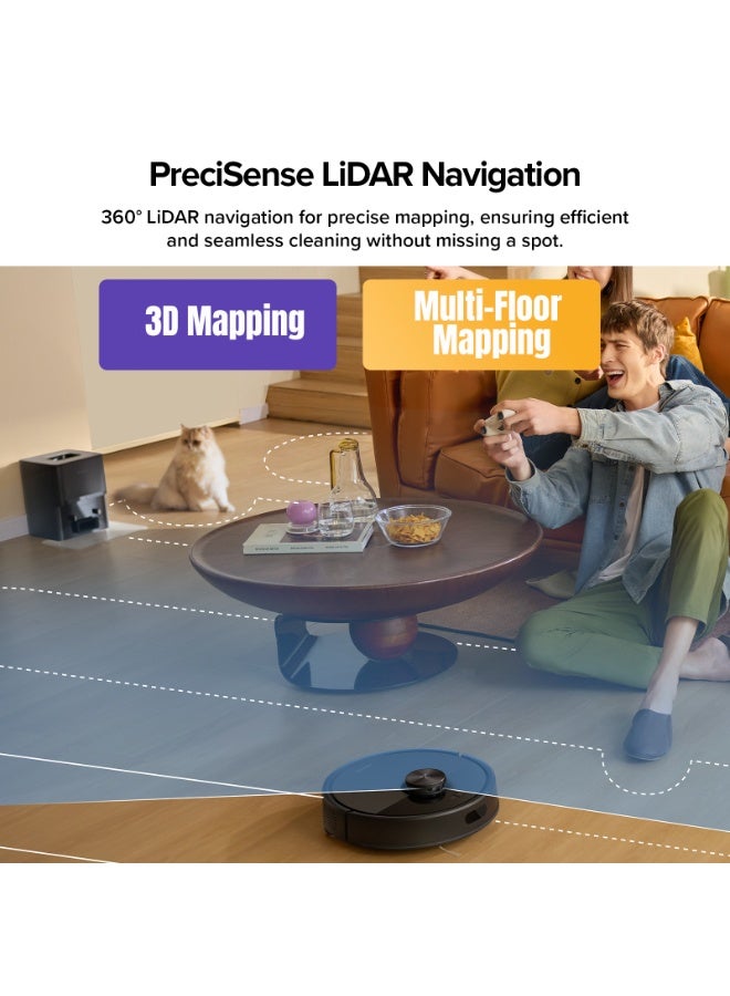 roborock Q7 TF + Robot Vacuum and Mop, Upgraded from Q5 Max+, 7 Weeks Self-Emptying, 10000Pa Suction, Dual Anti-Tangle System, for Pet Hair & Carpet, PreciSense LiDAR Navigation, App Control, 60 W 60 W Q7 TF + Black - Image 4