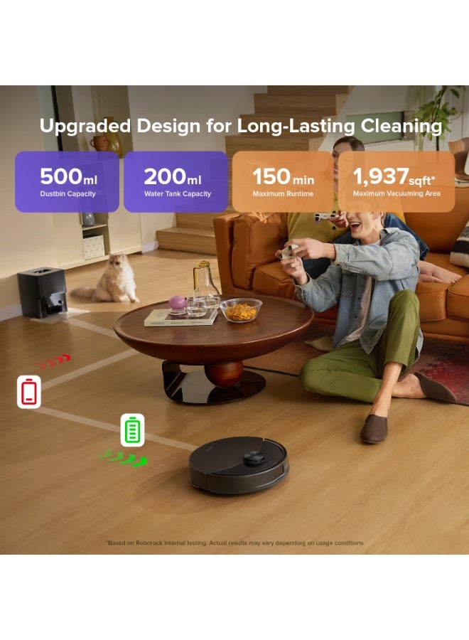 Q10 VF+ Robot Vacuum and Mop,10,000Pa Suction Self-Emptying, Hands-Free Cleaning for up to 7 Weeks,, Obstacle Avoidance, LiDAR Navigation, No-Go Zones, Black 60 W Q10 VF+ Black