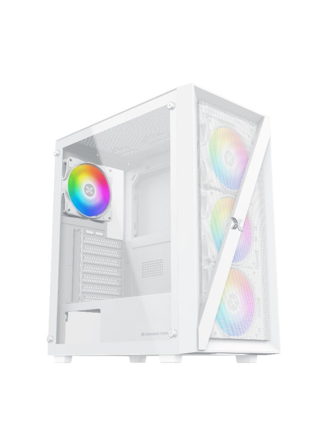 Xigmatek Blade Arctic ATX Gaming Case – Mid-Tower with ARGB Support & USB 3.0-White White  - Image 5