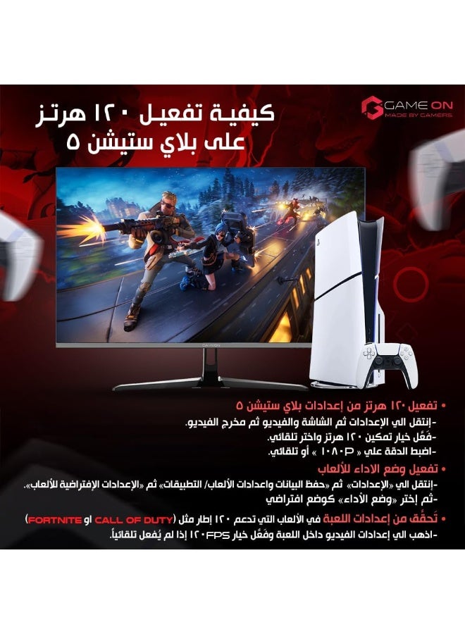 New 2024 1080p Gaming Monitor 27 inch, GOPS27180IPS, FHD IPS, 180Hz Refresh Rate, 0.5ms Response Time, 2.1 HDMI, G-Sync & FreeSync, HDR, Built-in-Speakers, Console Ready Black