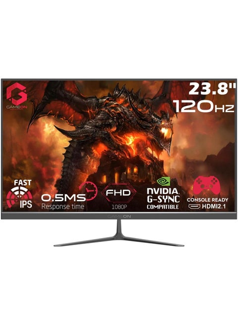 New 2024 1080p Gaming Monitor 23.8 inch, GOES24FHD120IPS, FHD IPS,120Hz Refresh Rate, 0.5ms Response Time, 2.1 HDMI, G-Sync & FreeSync, HDR, Built-in-Speakers, Console Ready Black