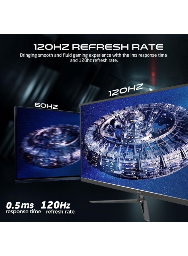 New 2024 1080p Gaming Monitor 23.8 inch, GOES24FHD120IPS, FHD IPS,120Hz Refresh Rate, 0.5ms Response Time, 2.1 HDMI, G-Sync & FreeSync, HDR, Built-in-Speakers, Console Ready Black