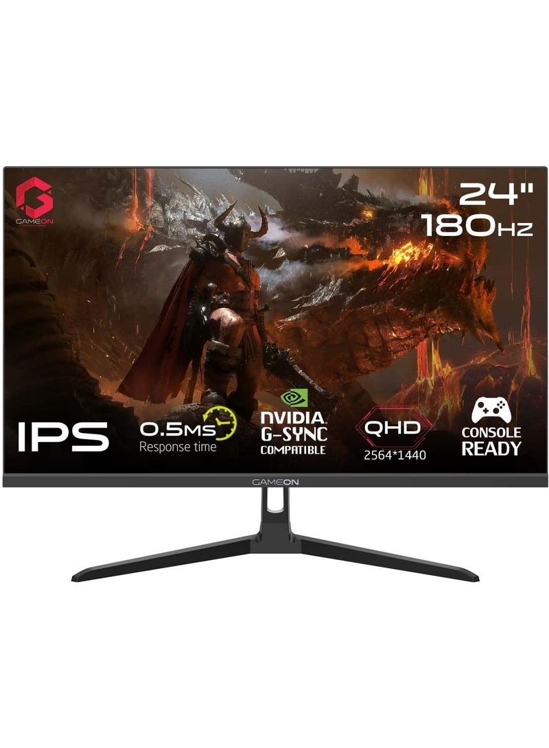 GAMEON GOAE24QHD180IPS, 2K Gaming Monitor 24 inch, QHD IPS Panel,180Hz Refresh Rate, 0.5ms Response Time, 2.1 HDMI, G-Sync & FreeSync, HDR, Built-in-Speakers, Console Ready Black - Image 1