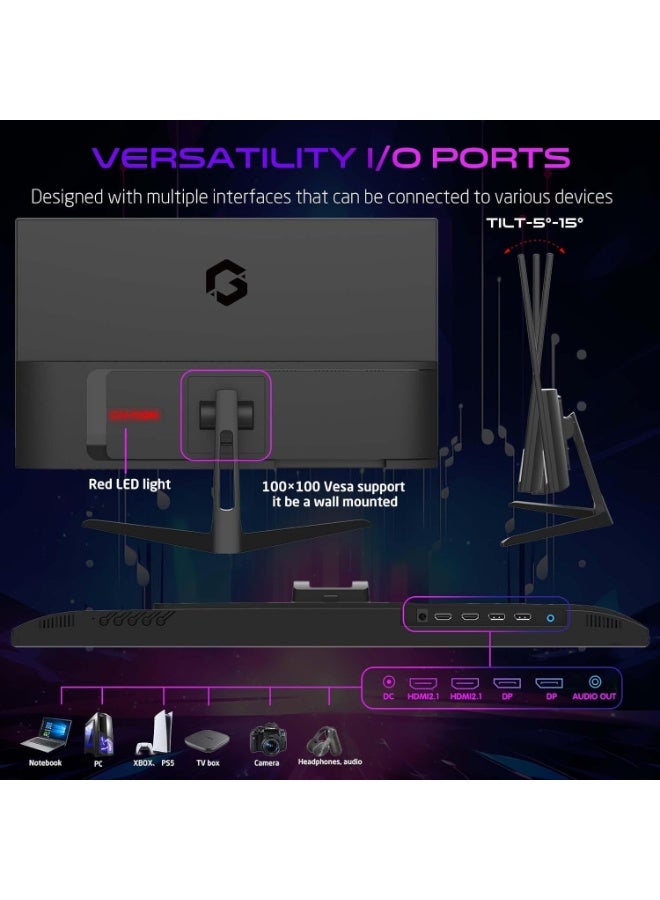 GAMEON GOAE24QHD180IPS, 2K Gaming Monitor 24 inch, QHD IPS Panel,180Hz Refresh Rate, 0.5ms Response Time, 2.1 HDMI, G-Sync & FreeSync, HDR, Built-in-Speakers, Console Ready Black - Image 3