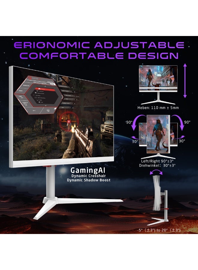 GameOn GOSX27B Dual Switch Series, Black Gaming Monitor 27 inch, 3840x2160p 4K UHD / 1920x1080p FHD, Fast IPS Panel, 160Hz / 320Hz, 0.5ms, HDMI 2.1, With Stand, FreeSync & G-Sync, Supports HDR10, PS5, VRR Black  - Image 4