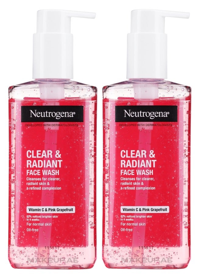 نيوتروجينا 2 Pcs Neutrogena Clear And Radiant Face Wash Vitamin C And Pink Grapefruit 200 Mlml - Image 1
