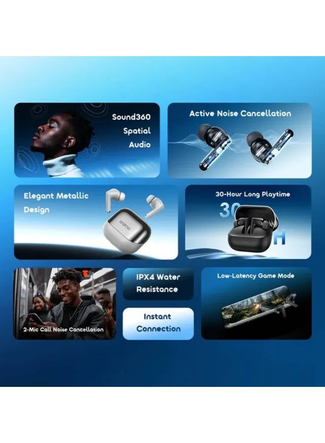 Oraimo SpaceBuds Neo+ Active Noise Cancelling Bluetooth Earphones Sound360 , Spatial Audio True Wireless Earbuds black - Image 3