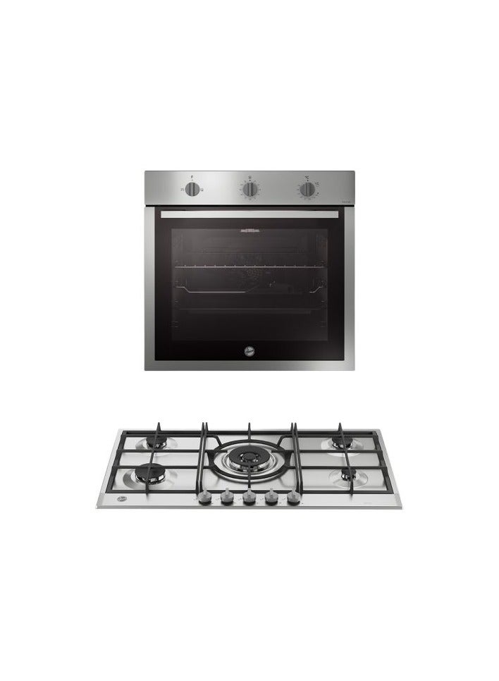 HOOVER - Built-In Set : Hob HVG94K3X EGY + Oven HOU611G6-EGY 70 L 1 W HOU611G6-EGY silver - Image 1