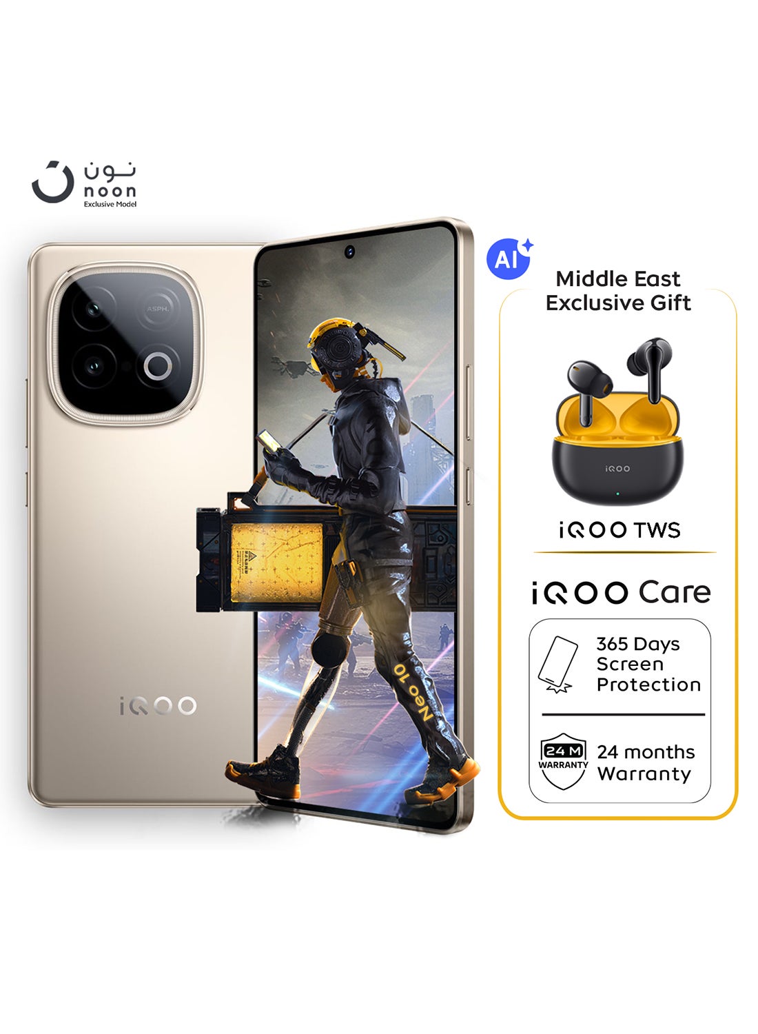 Neo 10 5G Dual SIM Desert Gold 12GB RAM 256GB With Iqoo buds 1i 24-Month Warranty And 1 Year Screen Replacement - Middle East Version