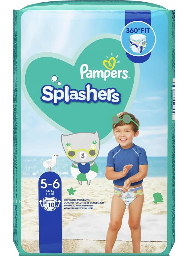 Pampers Pack Of 10 Splashers Swim Diaper Pants  - Size 5-6 