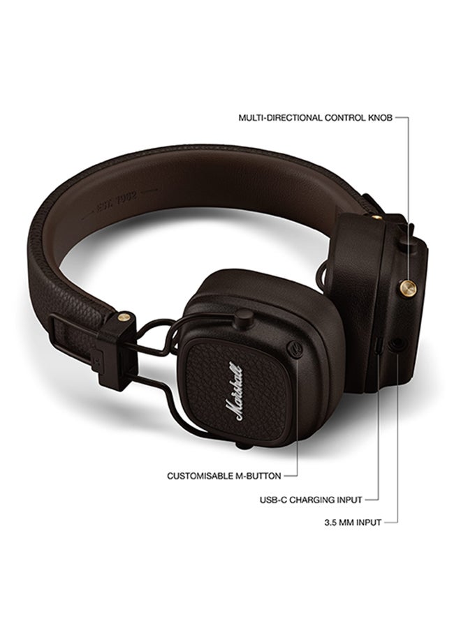 Marshall Renewed - Major V On-Ear Bluetooth Wireless Headphone brown  - Image 2