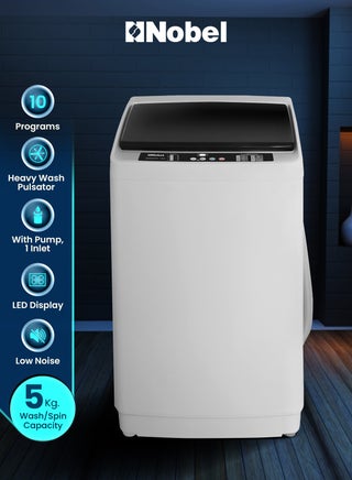 5.0 Kg Fully Automatic Top Load Washing Machine with LED Display, 10 Wash Programs, Stainless Steel Drum, Child Lock, Fuzzy Logic, and 750 RPM Spin Speed – Aluminum Motor, Plastic Body, 400W Power Input, Adjustable Feet, and Cycle End Buzzer for Efficient and Hassle-Free Laundry Experience 5 L 400 W NWM650TW White - pnsku/N70183062V/45/_/1749016235/a280aaeb-3fd8-452c-9859-ebc0c38928cf