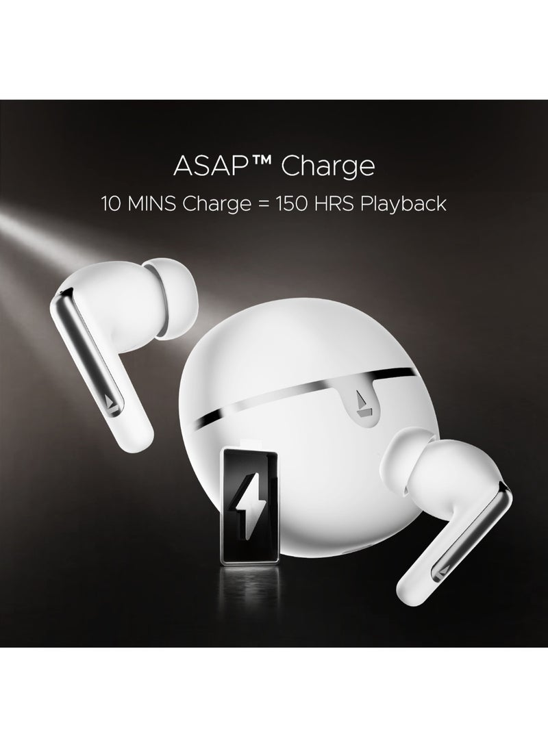 Airdopes 161 Anc Elite In Ear Tws Earbuds With Active Noise Cancellation , Asap Charge And Bluetooth V5.3 White