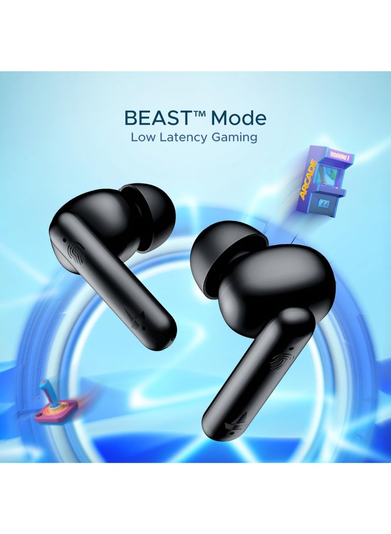 boAt Airdopes 141, Low Latency, ENx Tech, 42HRS Battery, Fast Charge, IWP, IPX4, v5.1 Bluetooth Earbuds, TWS Ear Buds Wireless Earphones With Mic Active Black - Image 4