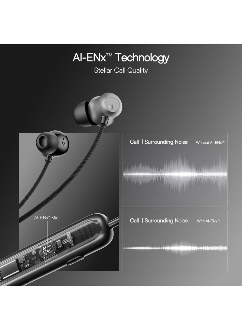 boAt Rockerz 210 ANC Bluetooth in Ear Neckband w/Spatial Audio, 30dB ANC, AI-ENx Technology, 40hrs Playback, EQ Modes, 13 mm Drivers, Dual Pairing & Fast Pair Onyx Black  - Image 5