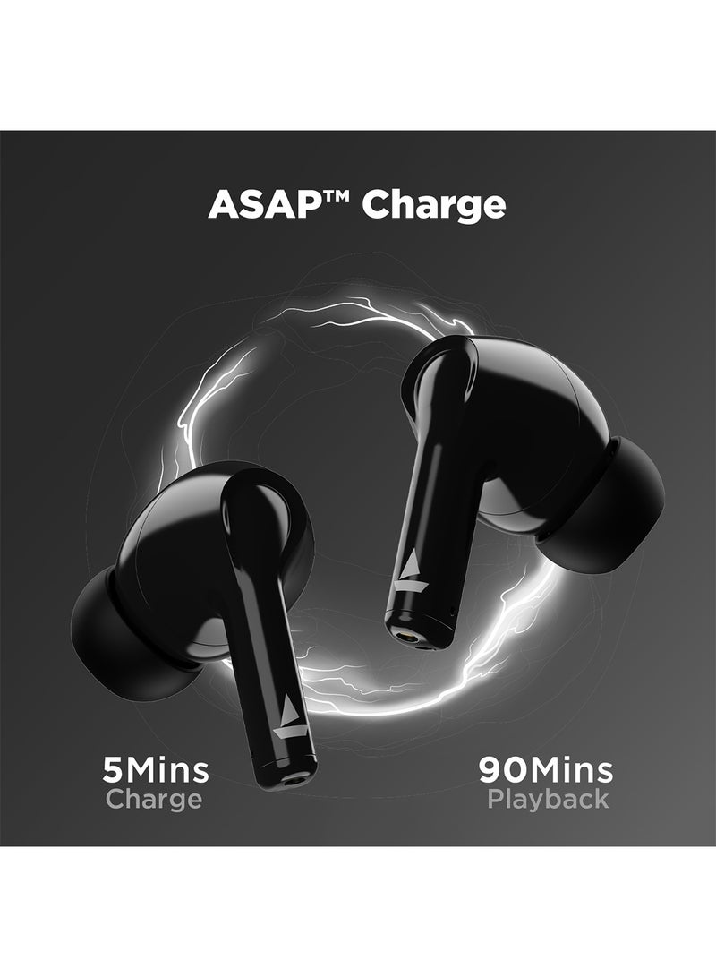 boAt Airdopes 163 In Ear Earbuds With 40 HRS Battery, Bluetooth, Fast Charge, 13mm Drivers, IPX5, Quick Touch Response Control Active black  - Image 3