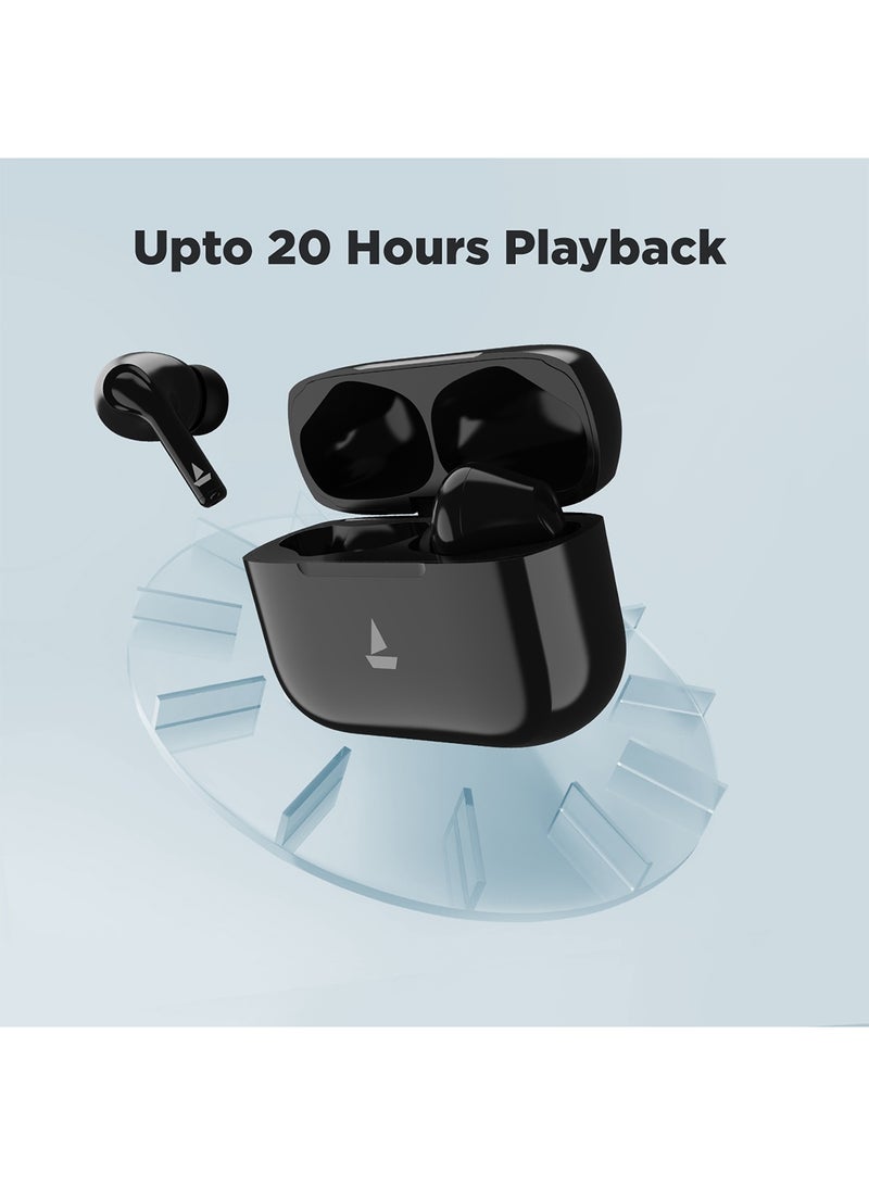 boAt Airdopes 163 In Ear Earbuds With 40 HRS Battery, Bluetooth, Fast Charge, 13mm Drivers, IPX5, Quick Touch Response Control Active black  - Image 2