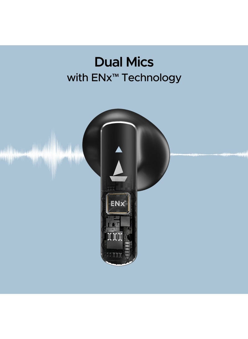 boAt Airdopes 91 Prime, 45HRS Battery, 13mm Drivers, Metallic Finish, Low Latency,ENx Tech, Fast Charge, v5.3 Bluetooth TWS in Ear Earbuds Wireless Earphones With Mic Midnight Black  - Image 5