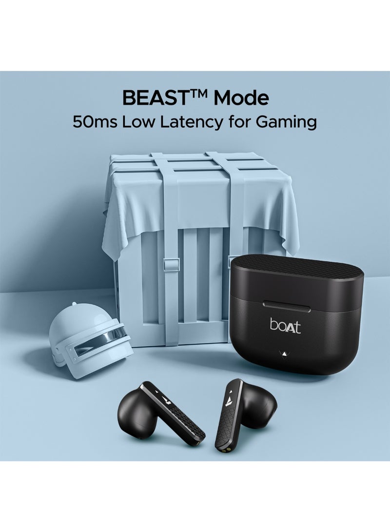 boAt Airdopes 91 Prime, 45HRS Battery, 13mm Drivers, Metallic Finish, Low Latency,ENx Tech, Fast Charge, v5.3 Bluetooth TWS in Ear Earbuds Wireless Earphones With Mic Midnight Black  - Image 3