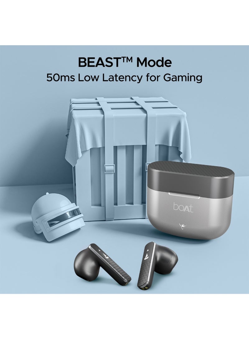 boAt Airdopes 91 Prime, 45HRS Battery, 13mm Drivers, Metallic Finish, Low Latency,ENx Tech, Fast Charge, v5.3 Bluetooth Earbuds, TWS Ear Buds Wireless Earphones With Mic Sonic Silver  - Image 3