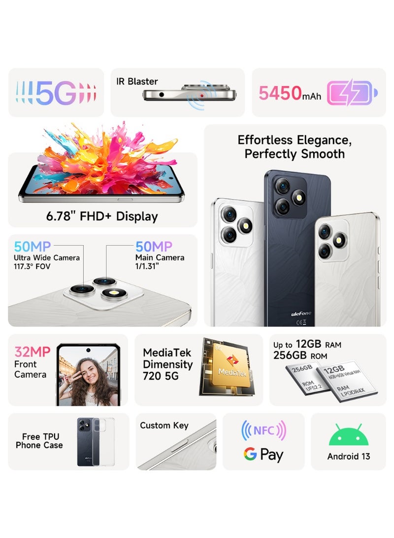 أوليفون Note 18 Ultra 5G 6GB RAM 256GB| 5450 Battery| 6.78-Inch HD+ Display| Android 13| Nfc - White - Image 3