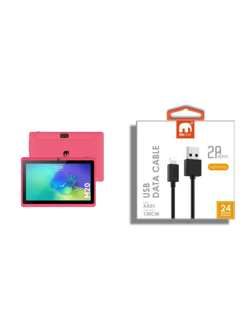مي وان M20 Kids WiFi Tablet 3GB RAM 16GB| 3000mAh Battery| 7-Inch HD Display| Protective Cover With Free Gift Lightning USB Charging Cable - Pink - Image 1