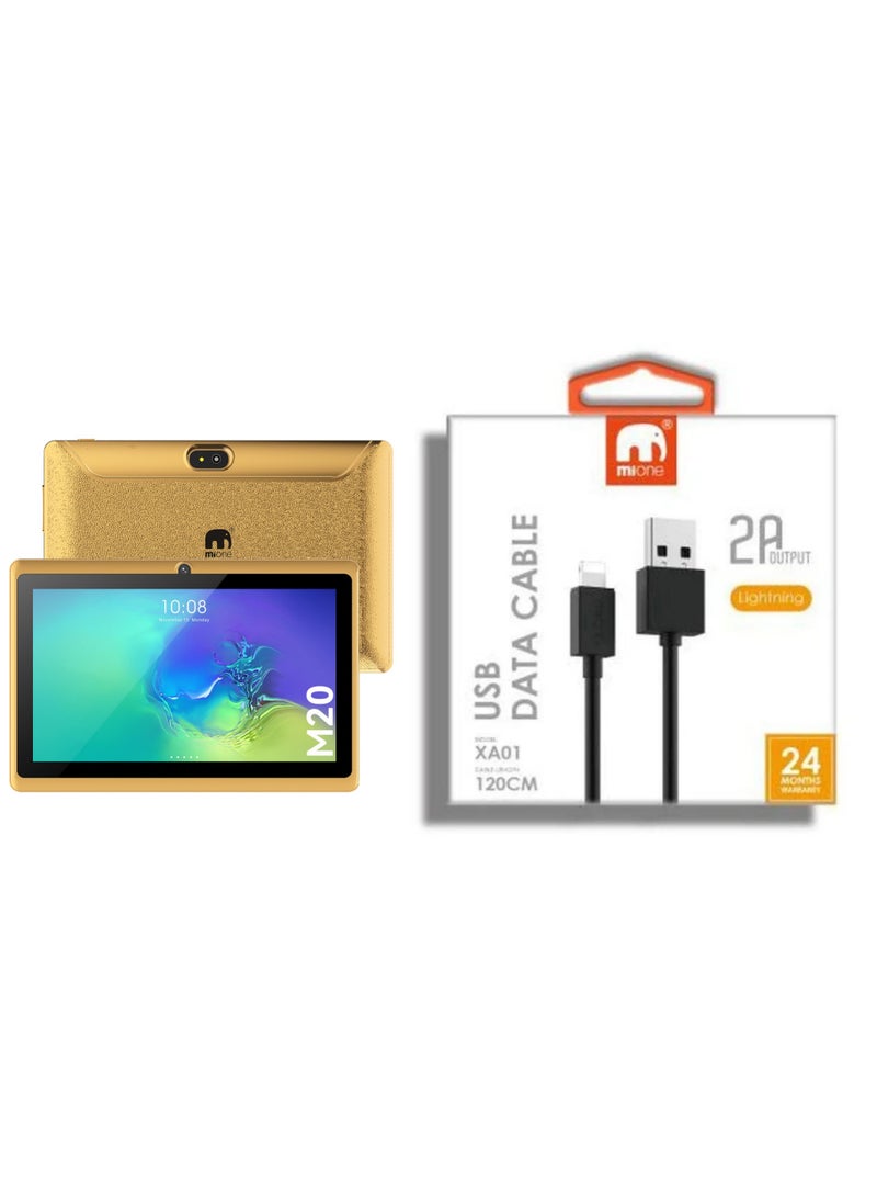مي وان M20 Kids WiFi Tablet 3GB RAM 16GB| 3000mAh Battery| 7-Inch HD Display| Protective Cover With Free Gift Lightning USB Charging Cable - Gold - Image 1