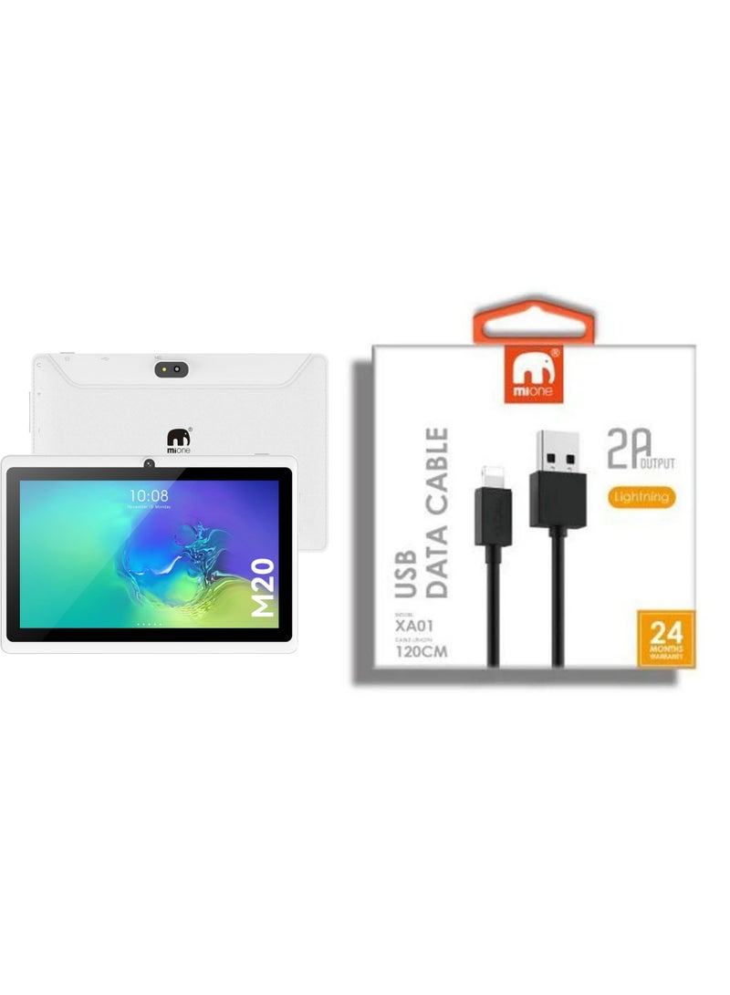 MiOne M20 Kids WiFi Tablet 3GB RAM 16GB | 3000mAh Battery| 7-Inch HD Display| Protective Cover With Free Gift Lightning USB Charging Cable - White  - Image 1